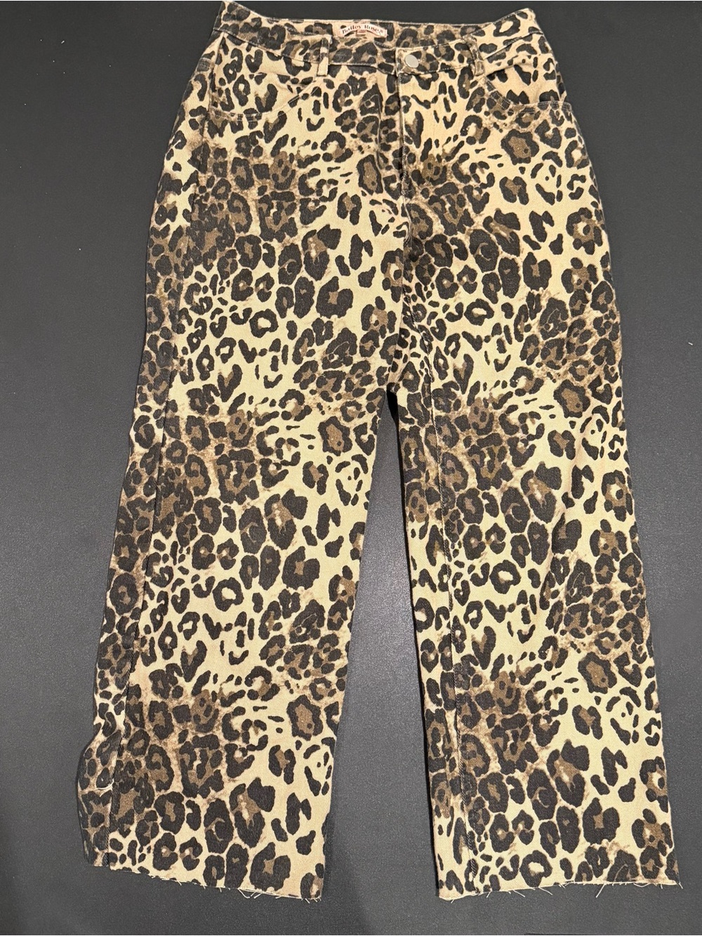 Leopard Print Wide-Leg Pants - Brown/Black